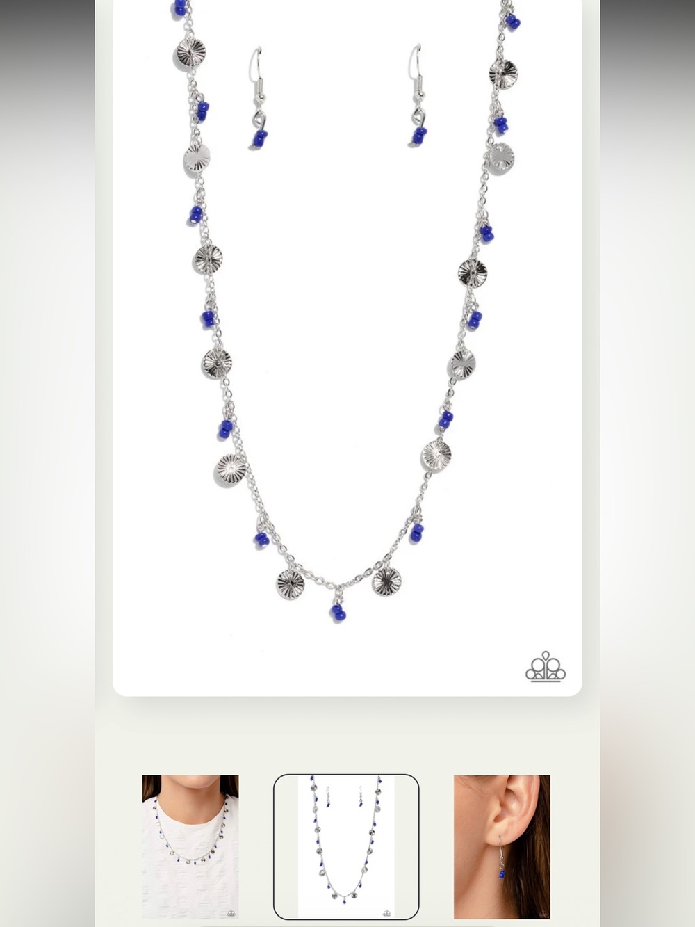 🔵🔵🔵 “SAND DOLLAR SASS” BLUE NECKLACE WITH EARRINGS ~ PAPARAZZI❗️ 🔵🔵🔵 - Picture 6 of 7